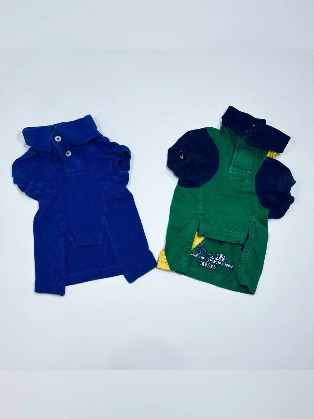 RALPH LAUREN DOG POLO SHIRT LOT OF 2 S/M BIG PONY PET CLOTHES BLUE GREEN